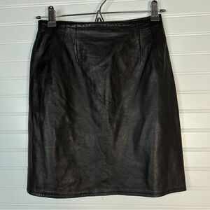 Vintage Vakko Women's Leather Skirt Size 6 Black Lined USA Made